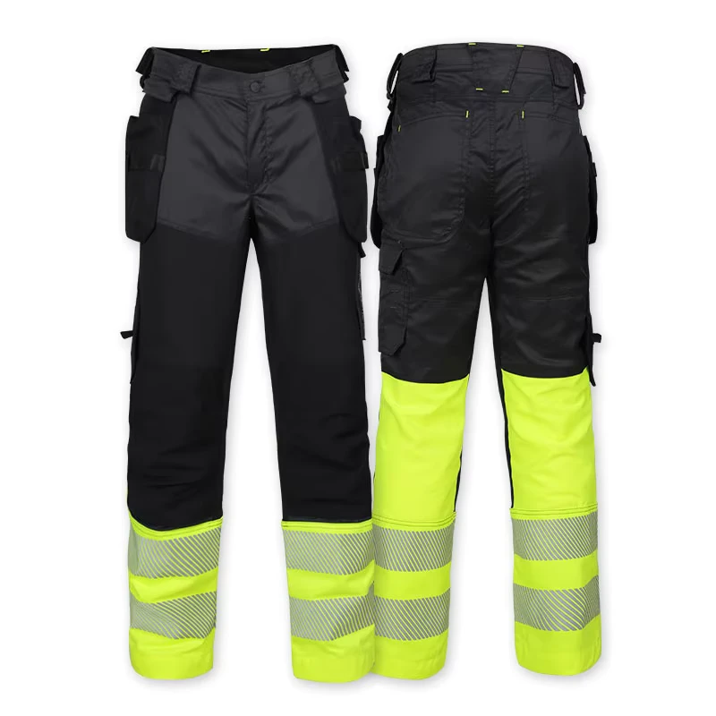 Safety High Visibility Trousers Stretch Men Cargo Pants With Side Pockets