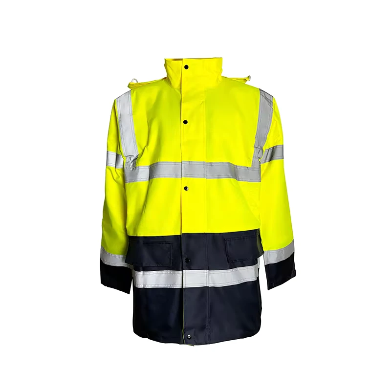 Safety Jacket 300d Oxford Waterproof Mining Hi Vis Reflective Work Winter Jackets Security ANSI Class 3 EN20471 Logo