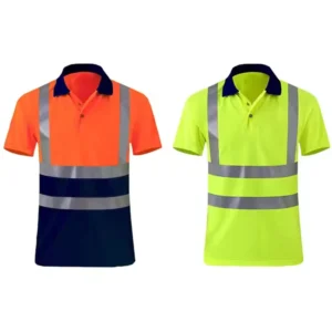 Safety Polo Phirt With Reflective Stripes Work Shirts for Men Hi Vis Workwear Summer Quick Dry Breathable Reflective Shirt
