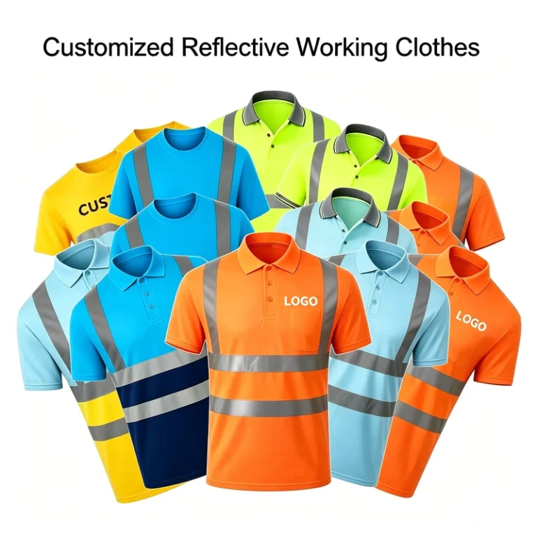 Safety-Polo-Shirt-With-Reflective-Stripes-Work-Shirts-for-Men-Hi-Vis-Workwear-Summer-Quick-Drying-Breathable-Reflective-Shirts