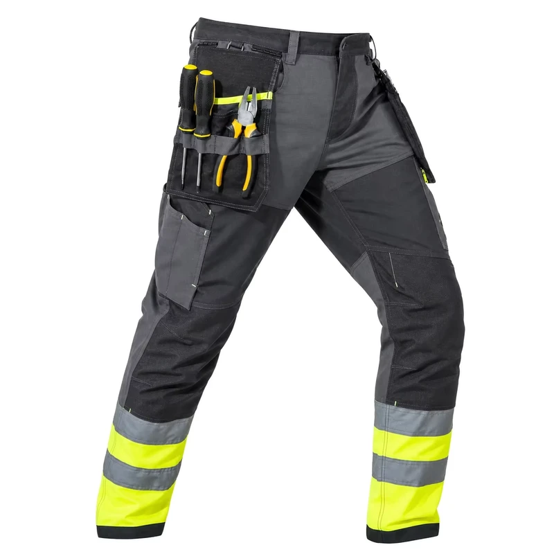 Safety Reflective High Visibility Pants ANSI Class 2 Hi Vis Construction Work Pants for Men