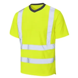 Safety Reflective High Visibility Short Sleeve Shirts ANSI Class 2 Hi Vis Construction Work T Shirts for Men