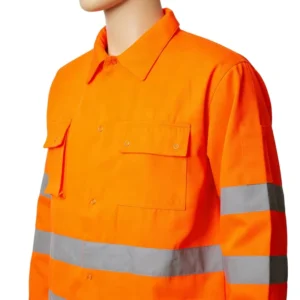 Safety Workwear Hi Vis Shirt with Reflective Strips Long Sleeve High Visibility for Night Work