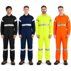 Safety Workwear Set Orange Cotton Coverall Working Uniform Coverall Workwear For Railway Workers
