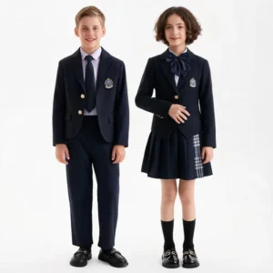 School Uniforms British Navy Blazer Check Fabric Skirt School Uniforms for Boys and Girls School Uniform Manufacturer