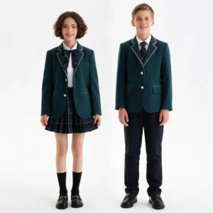 School Uniforms Dark Green Blazer Plaid Skirt School Uniforms for Boys and Girls School Uniform Manufacturer