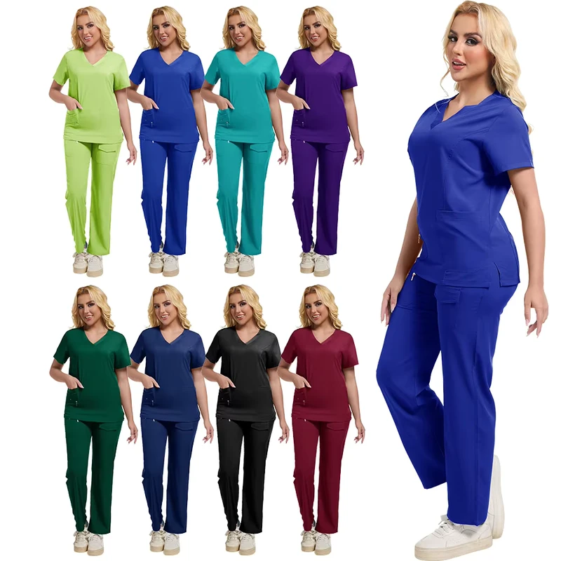 Scrub Uniforms Sets With Multiple Pockets Scrub Skirt Suit Set Hospital Surgical Uniform Medical Scrub Vendors Hospital Uniforms
