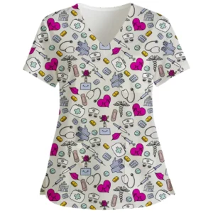 Scrubs Uniforms Sets for Women Medical Scrubs Set for Women Printed Flower Hospital Uniform Nursing Scrubs Medical Uniforms Set