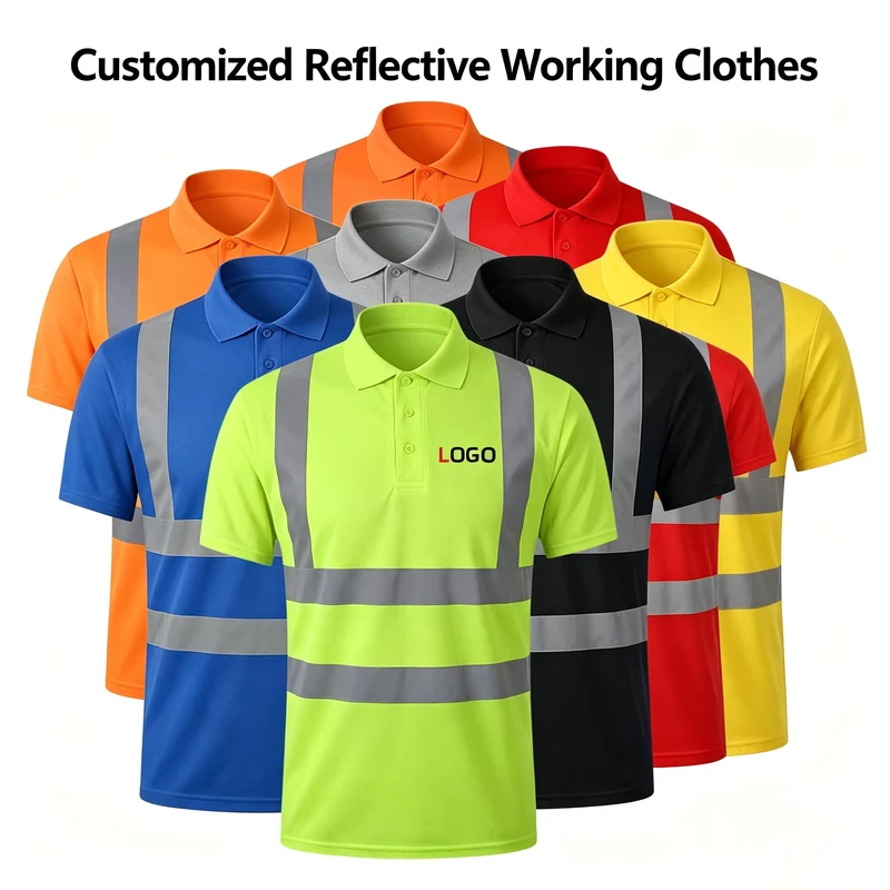 Security High Visibility Work Construction Reflection Polyester Hi Vis Polo Shirts Safety Reflective t Shirt for Work Wear Shirt