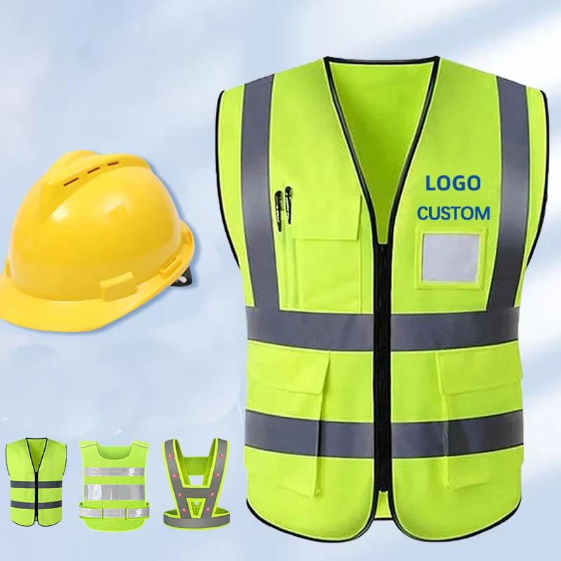 Security Safety Gear ANSI CLASS 3 LED FLASH WATER PROOF Green High Visibility Reflective Safety Vest with Custom Logo