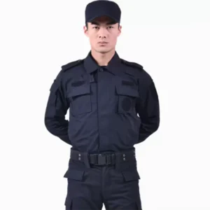 Security Suit Long Sleeve Summer Suit Comfortable Breathable Button down Shirt Wear Guard Uniforms for Security Pure Color Blue