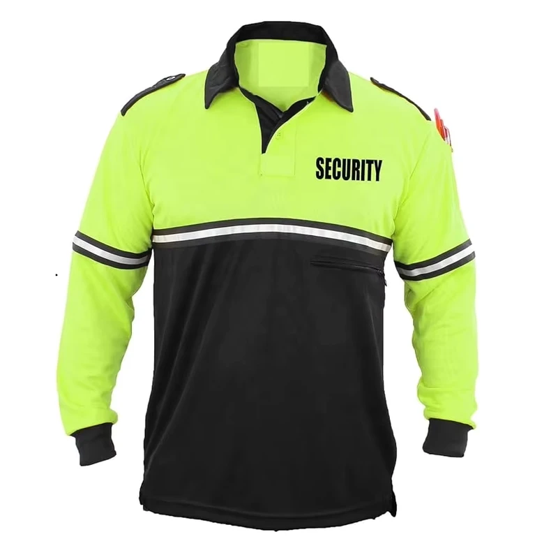 Security Uniform Polo With Reflective Design Front and Back Performance Polo With Moisture Wicking Technology