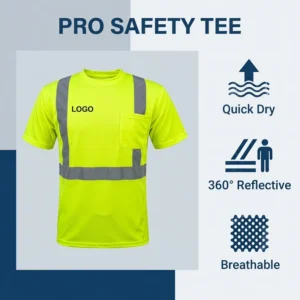 Segmented Reflective Tape Hi Vis Night Cycling Road Work Custom Logo Reflective Safety T Shirt
