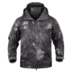 Shark Skin Soft Shell Hooded Bomber Jacket Winter Streetwear Windproof Warm Outdoor Mountaineering Unisex