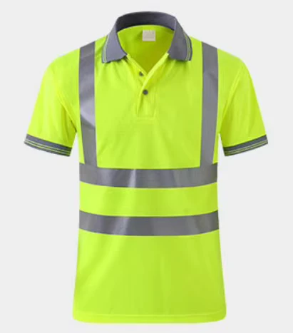 Short Sleeve Breathable High Visibility Reflective Polo Collar Safety T Shirt Custom Logo Used Clothes