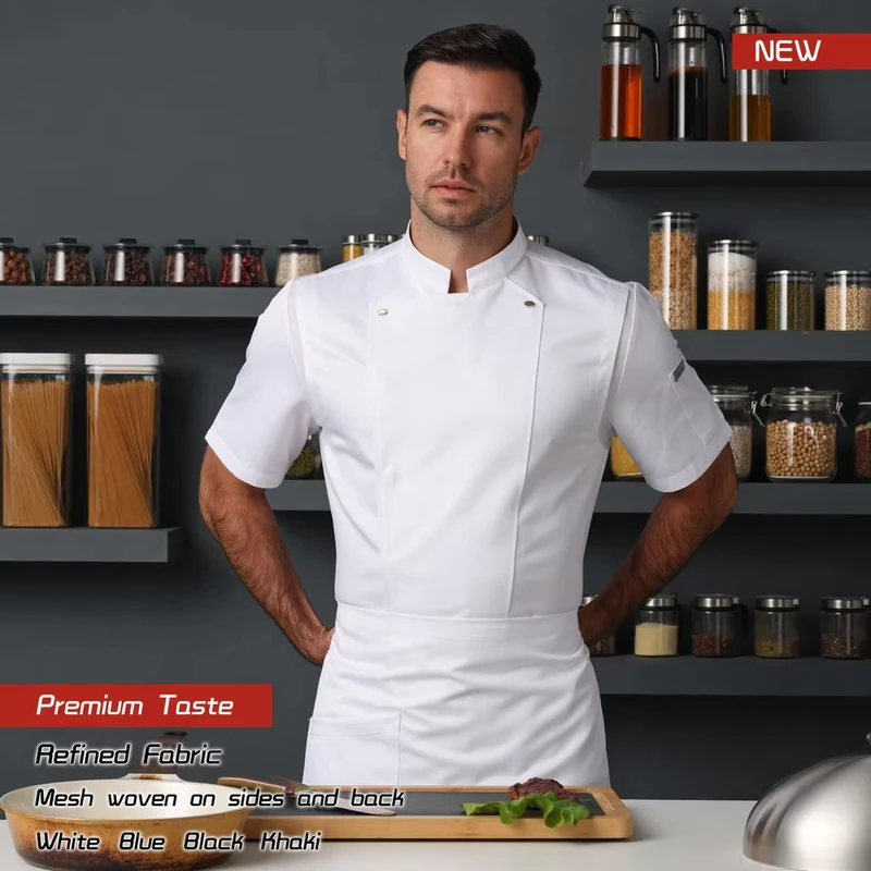 Short-Sleeve Catering Uniform for Fast Food Restaurant Kitchen