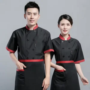 Short-Sleeve Chef Jacket for Kitchen Restaurant Bar and Hotel