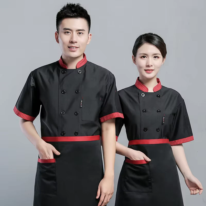 Short-Sleeve Chef Jacket for Kitchen Restaurant Bar and Hotel