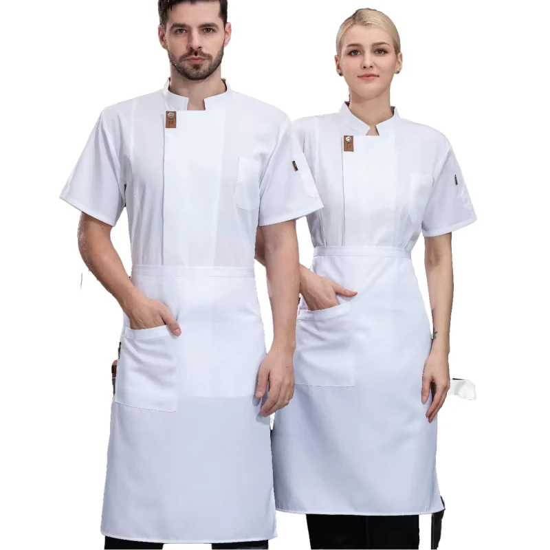 Short Sleeve Chef Uniform Breathable Kitchen Work Clothes for Restaurants Bakeries Canteens and Chinese Cuisine Staff