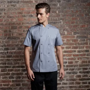 Short Sleeve Chef Uniform Jacket with Mesh Fabric for Restaurant Kitchen