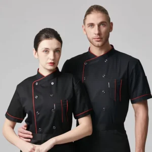 Short Sleeve Collar Restaurant Chef Jacket Coffee Shop Bakery Waiter Barber Work Uniform Custom Hotel Uniform