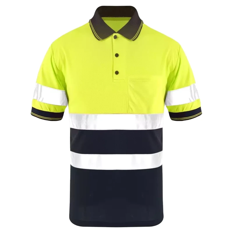 Short Sleeve Custom High Vis Reflective Safe Construction Reflective Shirt Breathable Hi Vis Safety Polo Reflective Shirts
