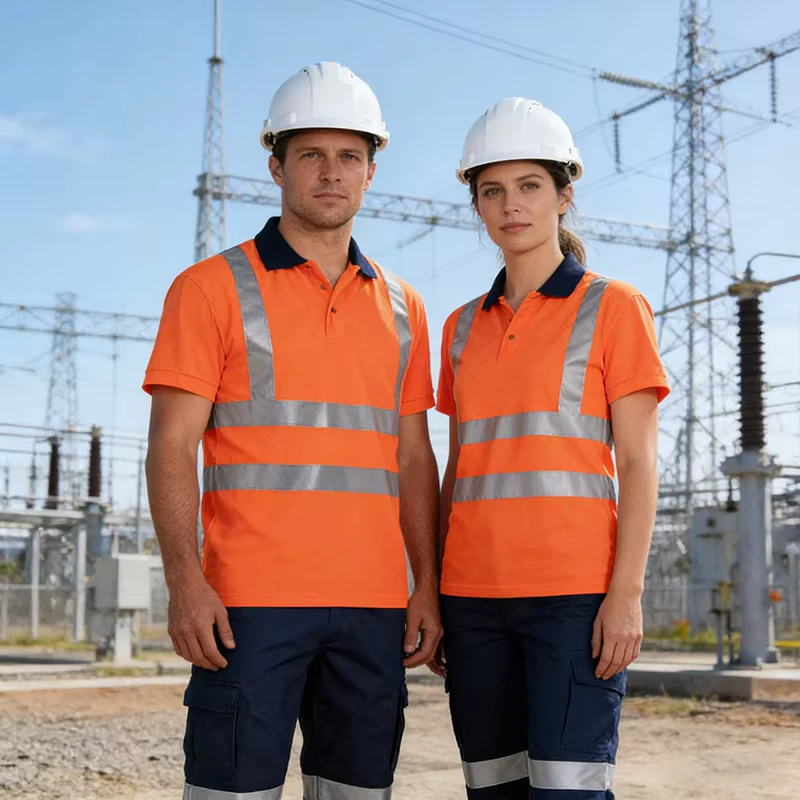 Short Sleeve Custom Logo High Visibility Work Uniform Hi Vis Polo Shirts Workwear Construction Traffic Reflective Safety Shirts