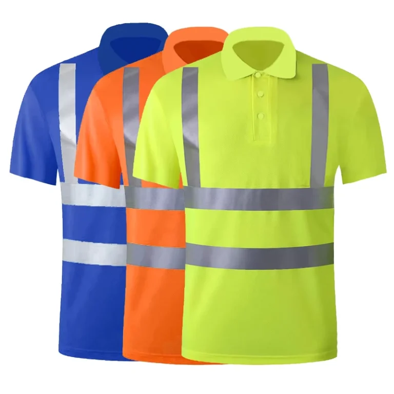 Short-Sleeve-Green-Ansi-Logo-Printed-Engineering-Hi-Vis-High-Visibility-Safety-Work-T-Shirt-Collared-Reflective-Polo-Workwear