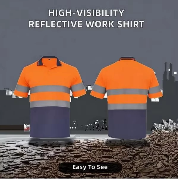 Short Sleeve Hi-Vis Reflective Fluorescent T-shirt Breathable Anti-static Flame-Retardant Safety Top Unisex Outdoor Sports High