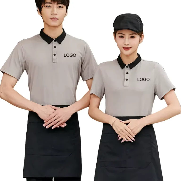 Short-Sleeve-Lapel-Polo-Shirt-for-Restaurant-Waiter-Hotel-Pool-Staff-Uniform