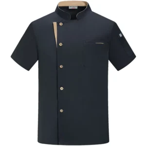 Short-Sleeve Printed Chef Jacket and Restaurant Manager Uniform