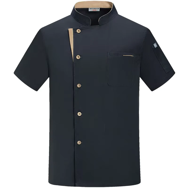 Short-Sleeve Printed Chef Jacket and Restaurant Manager Uniform