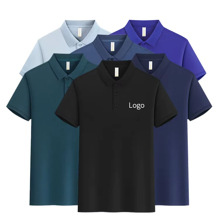 Short-Sleeve Printed Embroidered Men's Work Polo Shirt, Plus Size Sport Golf Employee Uniform