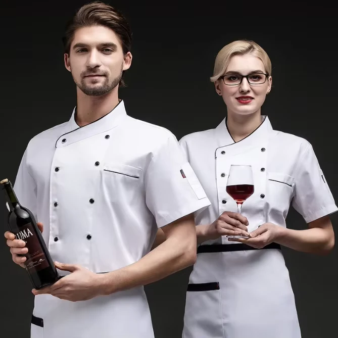 Short-Sleeve Restaurant Bar Kitchen Chef Jacket