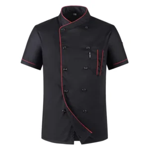 Short-Sleeve Restaurant Chef Kitchen Work Uniform Double-Breasted Sushi Bakery Cafe Waiter Catering Food Service Jacket
