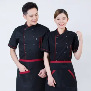 Short Sleeve Restaurant Kitchen Workwear Double Breasted Bakery Cafe Waiter Catering Food Service Uniform