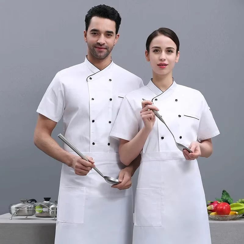Short Sleeve Restaurant and Bar Kitchen Uniform Cooking Chef Jacket Hotel Chef Workwear Uniform