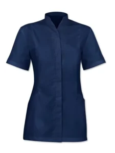 Short Sleeve Slim Fit Nurse Tunic Short Sleeve Mandarin Collar Healthcare Uniform for Beauty Salon Spa