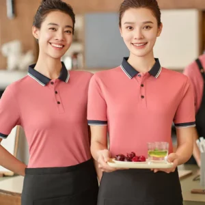 Short Sleeve Uniform Polo T-Shirt for Pizza Restaurant Waiters
