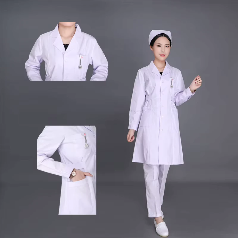 Short Sleeve White Nursing Hospital Beauty Salon Technician Uniform Dress