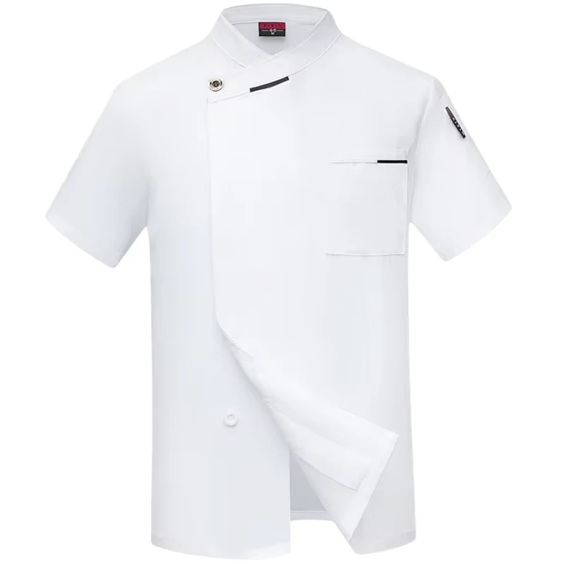 Short-Sleeved Summer Chef Work Clothes Kitchen Catering Baking Shop Hotel Restaurant Bar Uniforms for Men