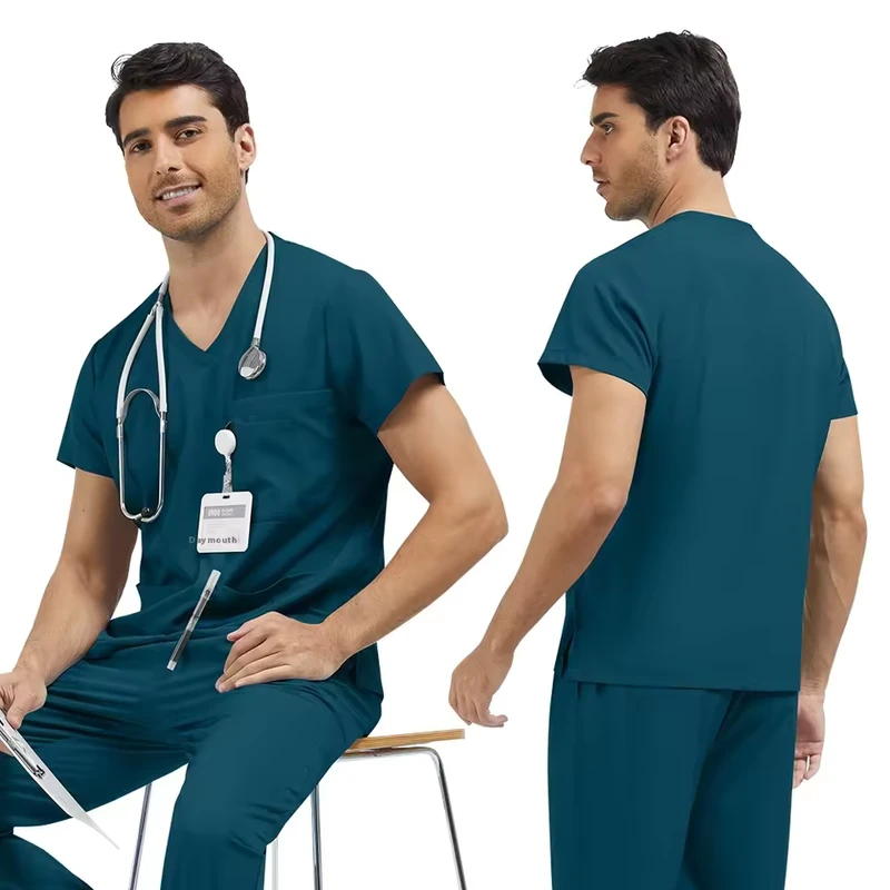 Short Sleeved Unisex Medical Scrubs Jersey Breathable Hospital Uniforms Operating Room Custom Printing Hand Washing Isolation