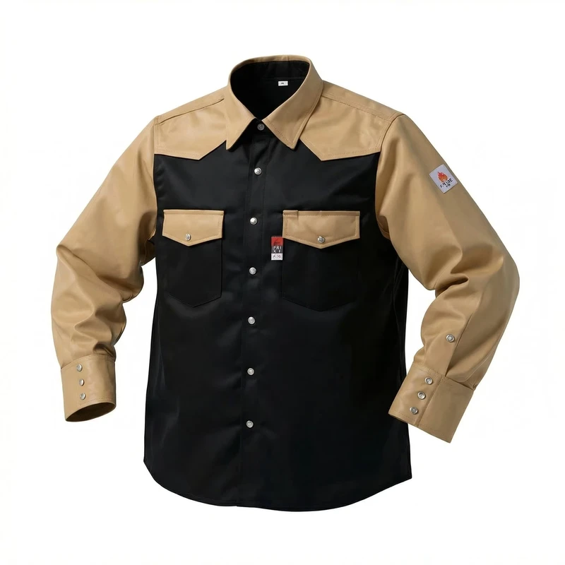 Shrink Resistant Osha Approved Cotton Work Button Up EN ISO 11612 FR Long Sleeve Mechanic Custom Fr Shirts