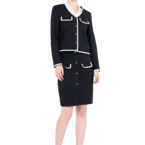 Simple and Generous Women’s Suit Black&white blazer High Waisted Skirt Ladies Elegant Formal Casual Suit 2pieces