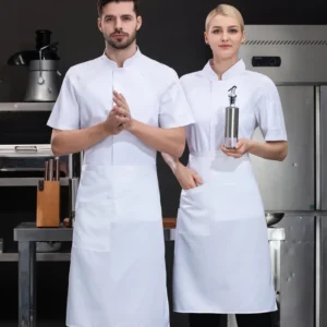 Single-Breasted Gold Chef Uniform Coat for Women