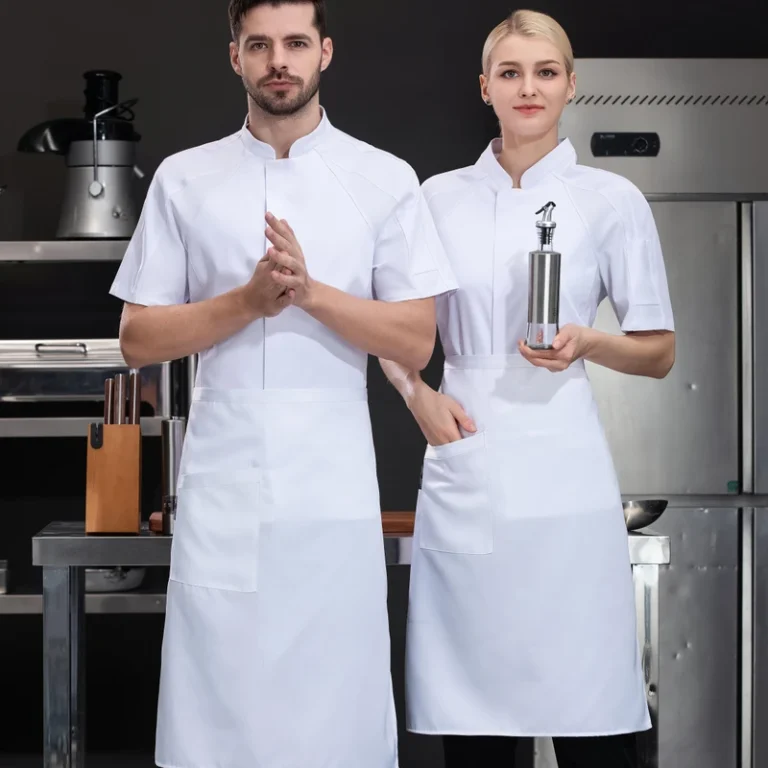 Single-Breasted-Gold-Chef-Uniform-Coat-for-Women