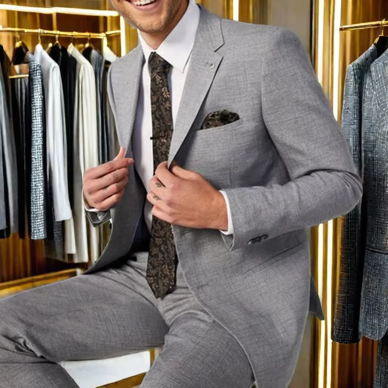 Single-Breasted Wool Formal Suit Men Bespoke Business Suit Plus Size Feature XL Size Adults Minimum Order 3 Pieces