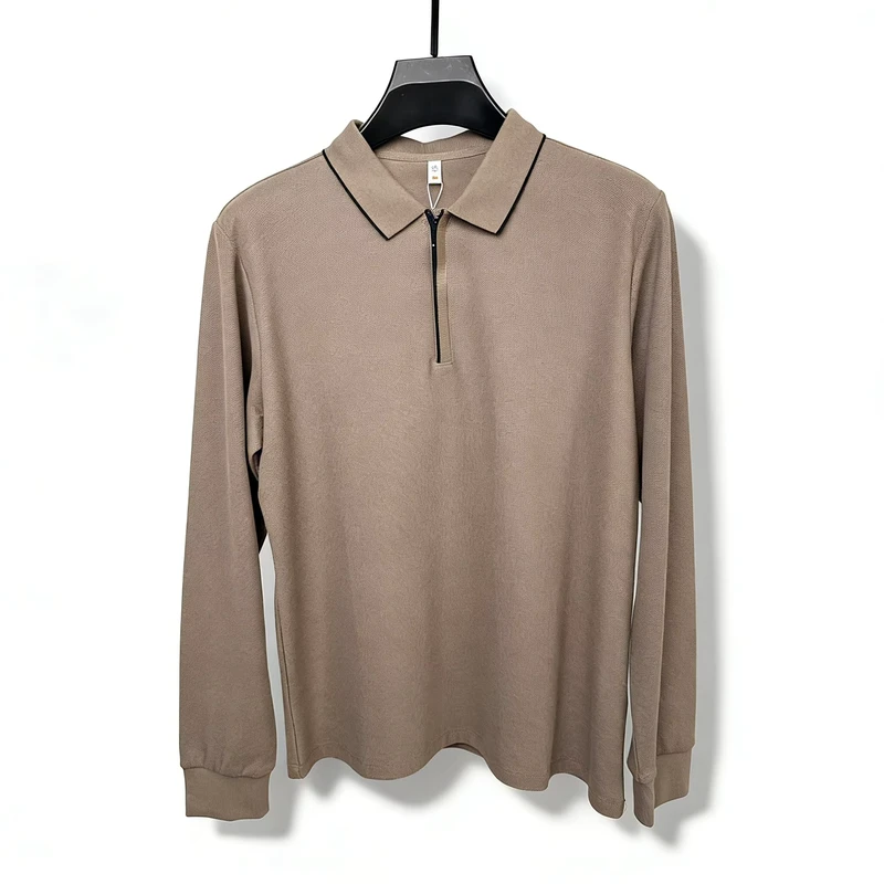 Skin-Friendly Half-Zip Work Polo Shirt, Unisex Long Sleeve, Business Travel