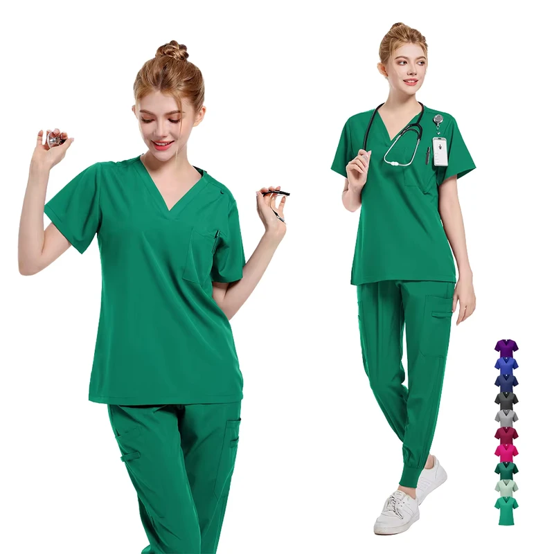 Sleeve Uniform Scrubs Suit Scrub Sets Jersey Unisex Hospital Use Comfortable Spandex Material Needle Detection Seamless Fusing