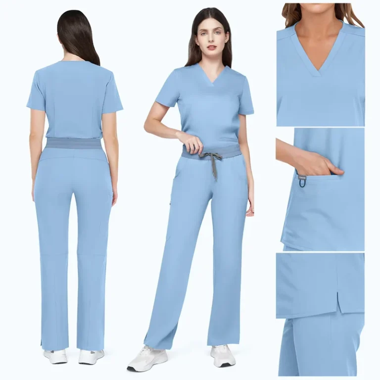 Slim-Fit-Fashion-Medical-Scrubs-Sets-Custom-Tailored-Hospital-Uniforms-V-Neck-Stretch-Nursing-Clothes-Plus-Size-Wear